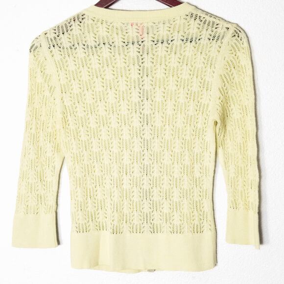 Charlotte Open Knit Cardigan Chartreuse Size M Y2K Revival - Picture 2 of 9